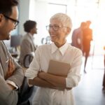 Older lady and man smiling