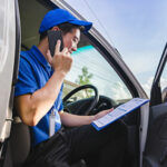 Van driver on the phone