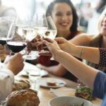 Friends toasting in a restaurant